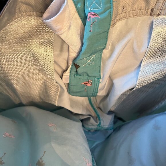 Ron Jon Surf Shop Blue Flamingo Palm‎ Unlined Swim Board Shorts Trunks Sz 30 - Picture 7 of 8